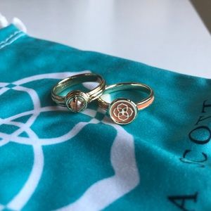 Kendra Scott peach/gold 2-ring Set